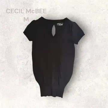 CECIL McBEE 세실 맥비 블랙 반팔 니트 심플 베이직