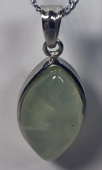천연 파워스톤 프레나이트 (포도석) 펜던트 목걸이 실버 체인