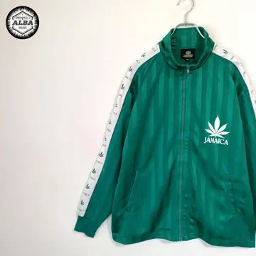 트랙 자켓 저리 자메이카 마리화나 패턴 라스타 그린 그린 M