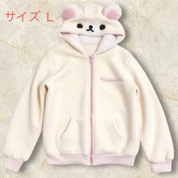 [ 미사용 새상품 ] 코리락쿠마 플리스 후드티 보들보들 룸웨어 L