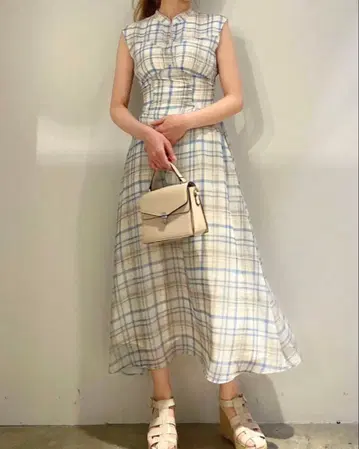 dazzlin 개더 코르셋 체크 원피스