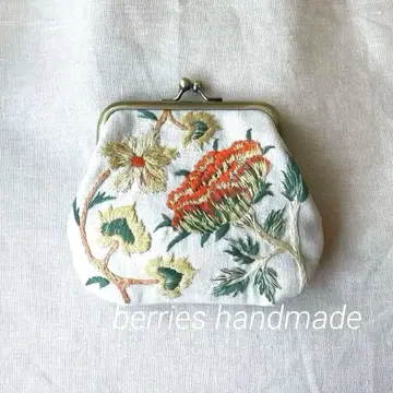 자수 가마구치 파우치 윌리엄 모리스 핸드메이드