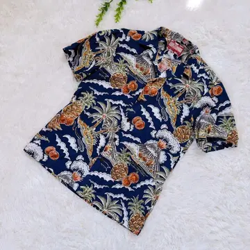 RJC 90s 알로하 셔츠 USA제 빈티지 하와이안 S 네이비