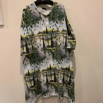 Marble SUD 멋진 풍경 프린트 7부 기장 원피스 속기모