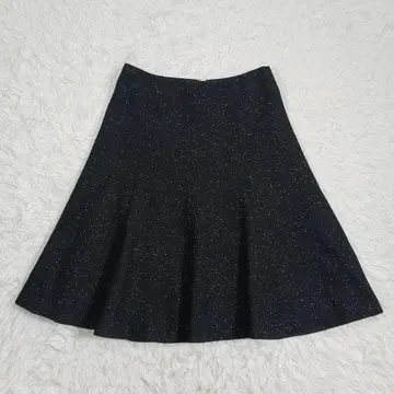 컨디션 최상 에포카 트위드 플레어 스커트 실크 혼방 블랙 40