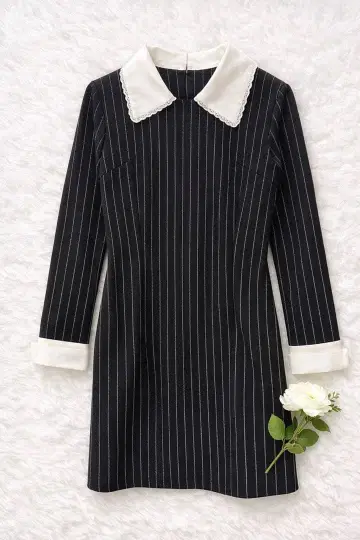 EATME 카라 부착 스트라이프 원피스 마스우 타츠바사 지뢰 양산