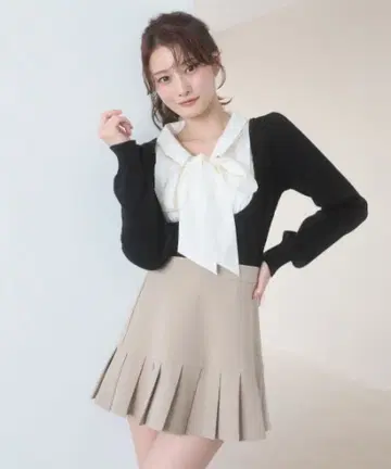 MAJESTIC LEGON 셔츠 레이어드 스타일 보타이 니트