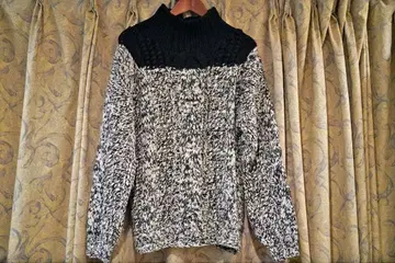 드리스 반 노튼 컬러 배색 두꺼운 원단 보틀 넥 스웨터