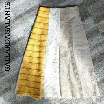 GALLARDAGALANTE 이소재 절개 프린지 린넨 플레어 스커트