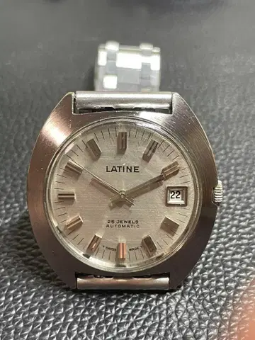 LATINE 25 JEWELS 자동 와인딩 앤티크 손목시계 스위스산