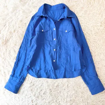 Apaiser lame 아페제람 린넨 셔츠 블라우스 블루