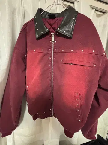 BELVET 스터드 장식 버건디 자켓