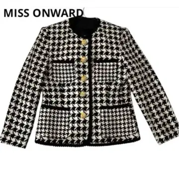 MISS ONWARD 하운드 투스 트위드 노카라 셋업