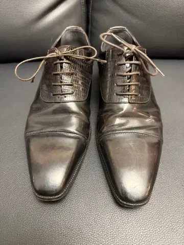 Santoni 산토니 스트레이트 팁 가죽 신발 블랙 25.5cm