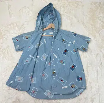 핑크하우스 PINKHOUSE 후드 부착 프린트 반팔 셔츠