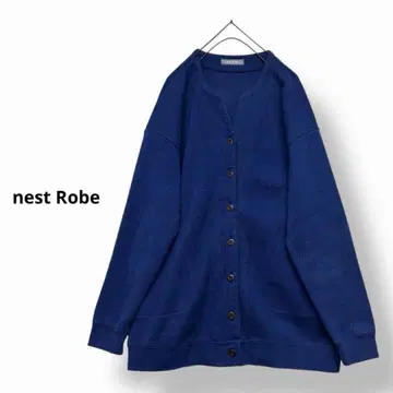 nest Robe 코튼 허니콤 크루 가디건 블루