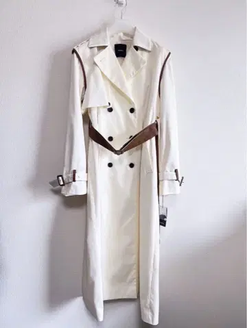 anuans/아뉴앙스/비건 레더 트리밍 2WAY 트렌치코트