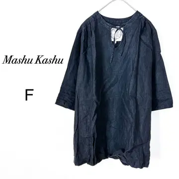 마슈카슈 튜닉 블랙 F 린넨 100% 벌룬 밑단 내추럴