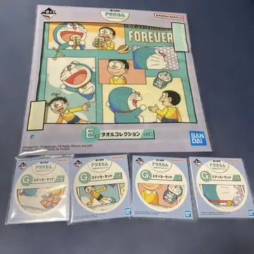 1번 복권 도라에몽 E상 타월 컬렉션 G상 스티커 세트 4