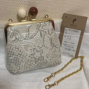 carcru 가마구치 파우치 미니 핸드백 천연 가죽 일본제