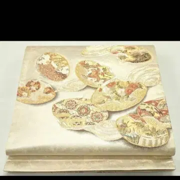 조개 무늬 후쿠로 오비 베이지 계열 순수 실크 조개 모음 조개 맞춤 당초