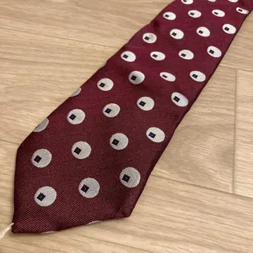 ZERBINO 실크 100% 도트 무늬 코몬 패턴 넥타이 보르도