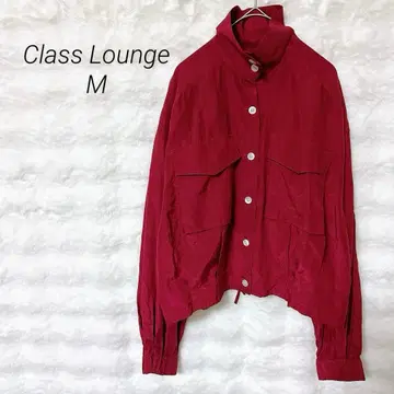 클래스 라운지 실크 혼방 자켓 빨간색 38 블루종 고급 밀리터리 광택감
