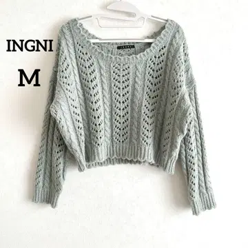 INGNI 잉그 시스루 니트 민트 긴팔 M 크롭 기장 013