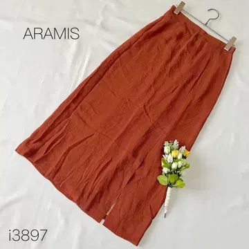 아라미스 일본제 린넨 테라코타 컬러 플레어 스커트 슬릿
