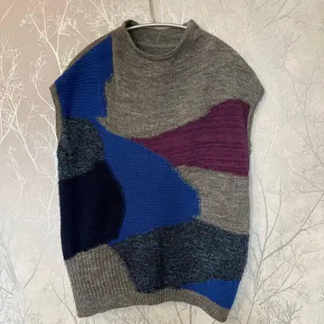 자우 패치워크 슬리브리스 니트 베스트
