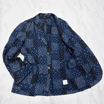 레어 VAN JAC 패치워크 테일러드 자켓 M 네이비 코튼