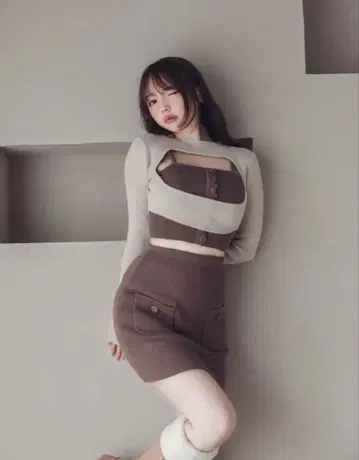 andmary 카리나 니트 세트 및 미니 스커트