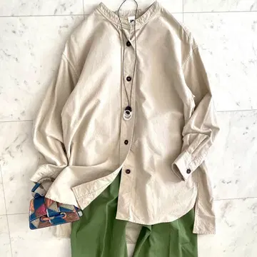 새상품급 MHL. SOFT-HOPSACK 밴드 카라 셔츠 코튼 옥스 원단