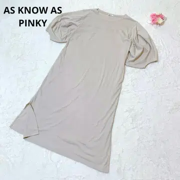 아즈노아즈 핑키 롱 기장 원피스 퍼프 슬리브 체형 커버 베이지