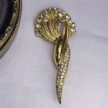 Monet 모네 빈티지 브로치 골드 큐빅 빅 사이즈 각인