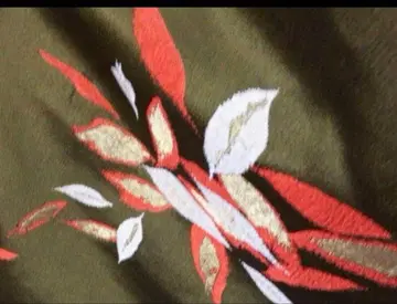 앤티크 순수 실크 겉옷 꾀꼬리 브라운 잎 무늬