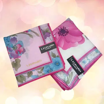 미사용 LEONARD 레오나르 손수건 스카프 대형 실크 코튼