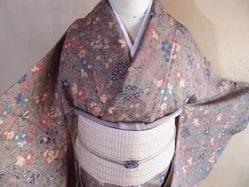 염색 코몬 (꽃무늬) 화장 68.5 순수 실크 새상품급