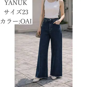 YANUK 하이웨스트 와이드 데님 컷오프 일본제 OAI 사이즈 23