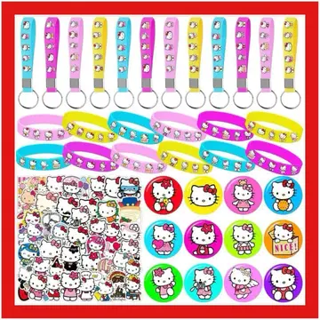 산리오 헬로키티 캔뱃지 키체인 리스트 밴드 컬러풀 덕질