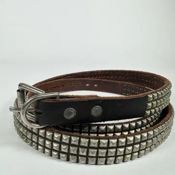 HTC 내로우 스터드 피라미드 가죽 벨트 블랙 실버 32