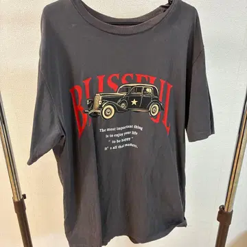 BLACK QUEEN 자동차 프린트 T셔츠 그레이