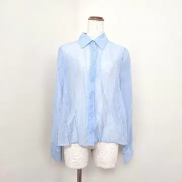 ZARA 긴팔 쉬폰 셔츠 얇은 소재 ( S ) 리오셀 라이트 블루