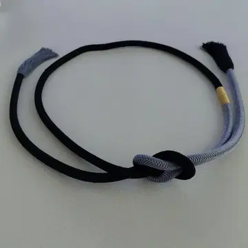 허리띠 마루구미 순수 실크 블랙 x 그레이 꼬임 술 장식 미사용