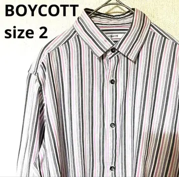보이콧 [ 2 ] 스트라이프 셔츠 오샤레 셔츠 남성용 셔츠 컬러풀