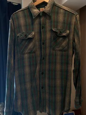 sugarcane/플란넬 셔츠/그린 레드 체크 무늬/동양 엔터프라이즈