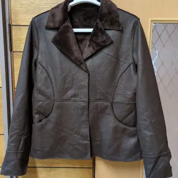se chercher 다크 브라운 페이크 레더 자켓