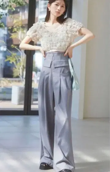 SNIDEL 코르셋 디자인 팬츠 그레이 하이웨스트 사이즈 1