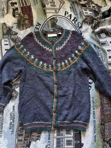 구제 페어아일 패턴 가디건