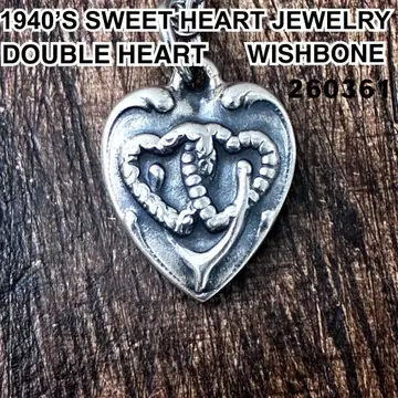 스위트하트 주얼리 더블 하트 실버 빈티지 목걸이 NAVY